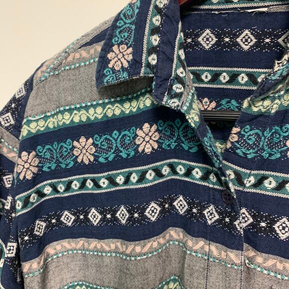 No Brand Women's Embroider Floral Western Tapestry Long Sleeve Button Up Shirt M - Picture 2 of 4